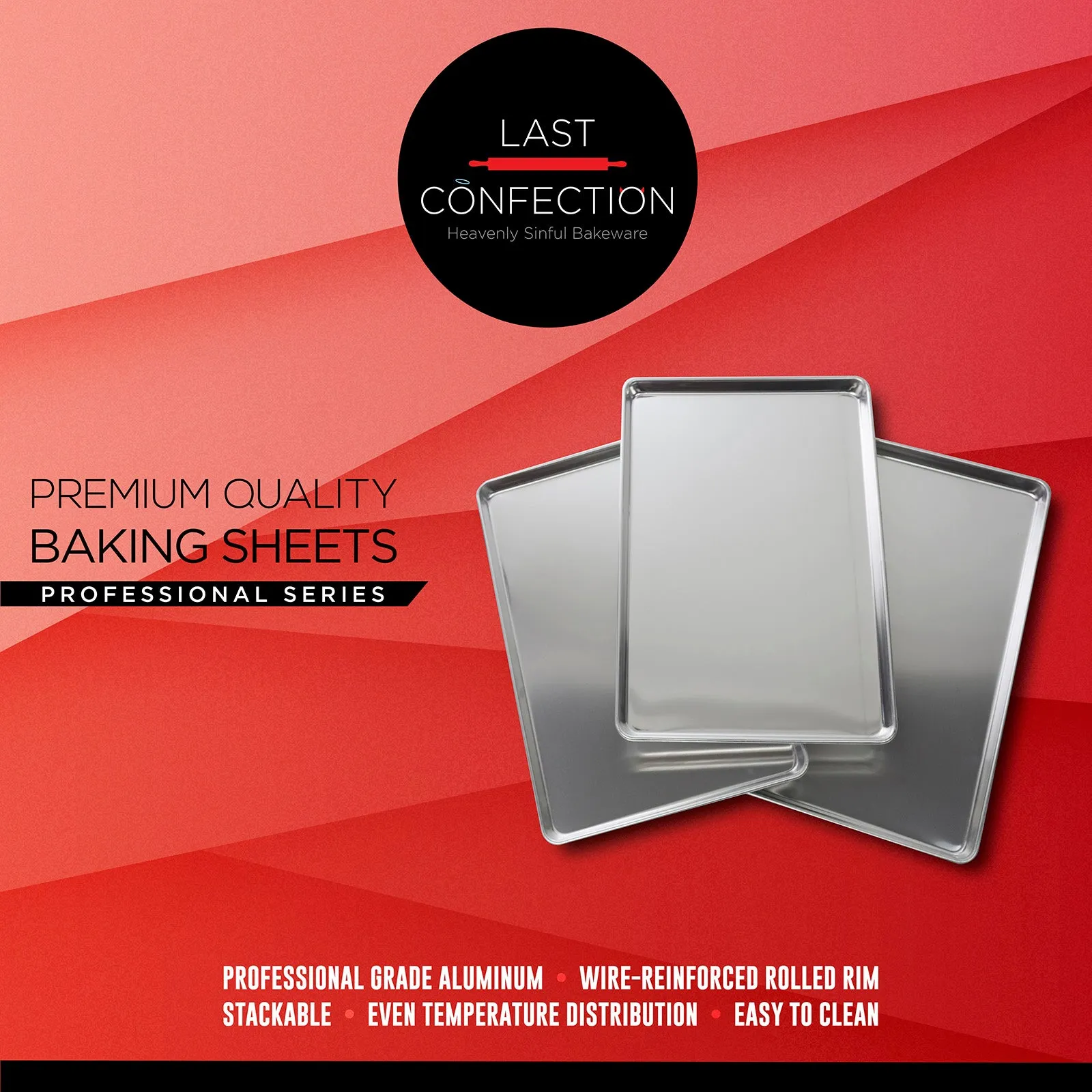 12 Cookie Baking Sheets Aluminum Jelly Roll Trays - Last Confection