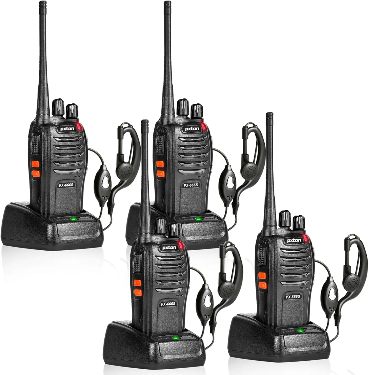 666S walkie talkies Long Range Rechargeable for Adults with Headphones and Li-ion Battery,2 Way radios has VOX/Noise Reduction/TOT/Flashlight/Monitoring/Scan Function4 Pack