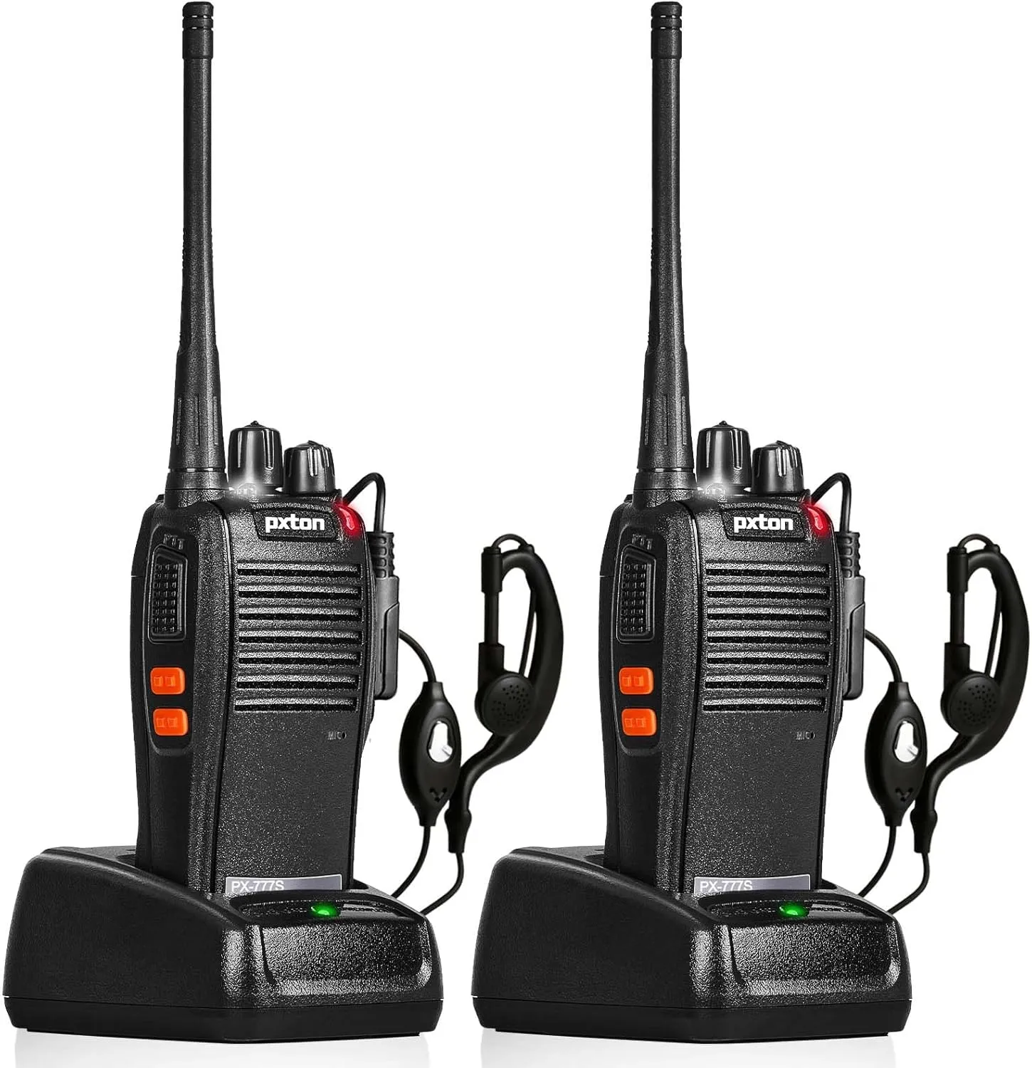 777S Rechargeable walkie talkies for Adults Long Range with Earpieces and Li-ion Battery,Two Way radios has VOX/TOT/Emergency Alarm/Battery Low Alert/Flashlight/Scan Function2 Pack