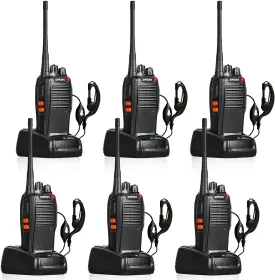777S Rechargeable walkie talkies Long Range for Adults with Earpieces and Li-ion Battery,Two Way radios has VOX/TOT/Emergency Alarm/Battery Low Alert/Flashlight/Scan Function6 Pack