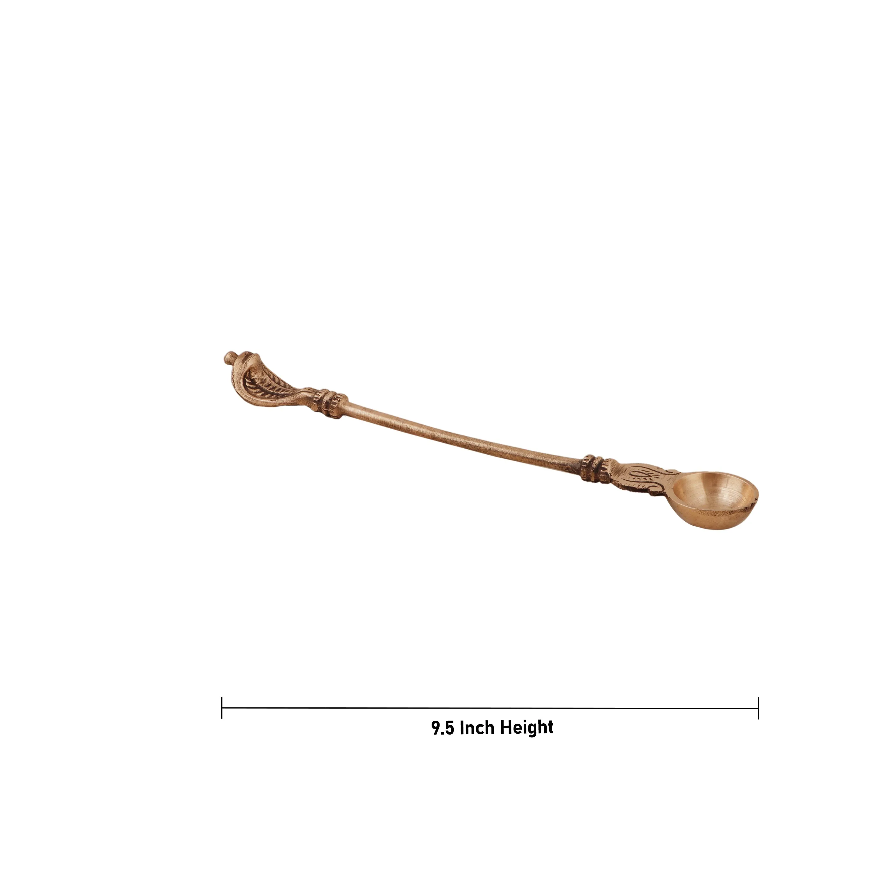 Achmani Spoon - 9.5 Inches | Nagam Handle Uddharani/ Brass Pooja Spoon for Home/ 120 Gms Approx