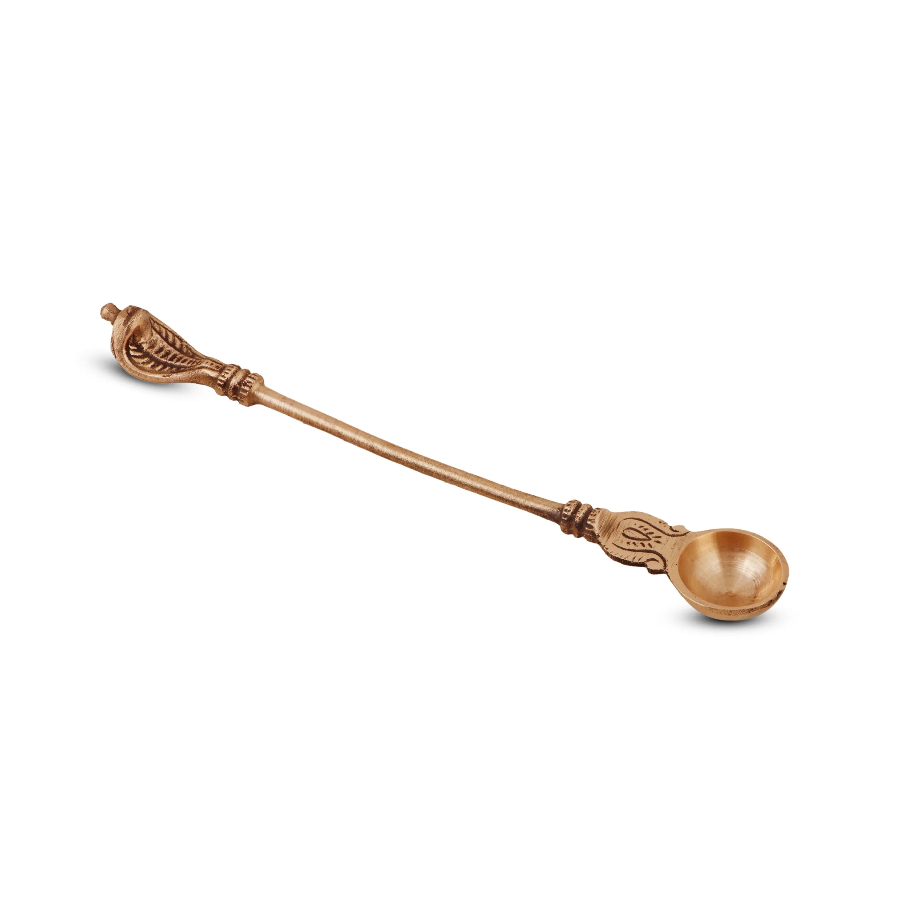 Achmani Spoon - 9.5 Inches | Nagam Handle Uddharani/ Brass Pooja Spoon for Home/ 120 Gms Approx