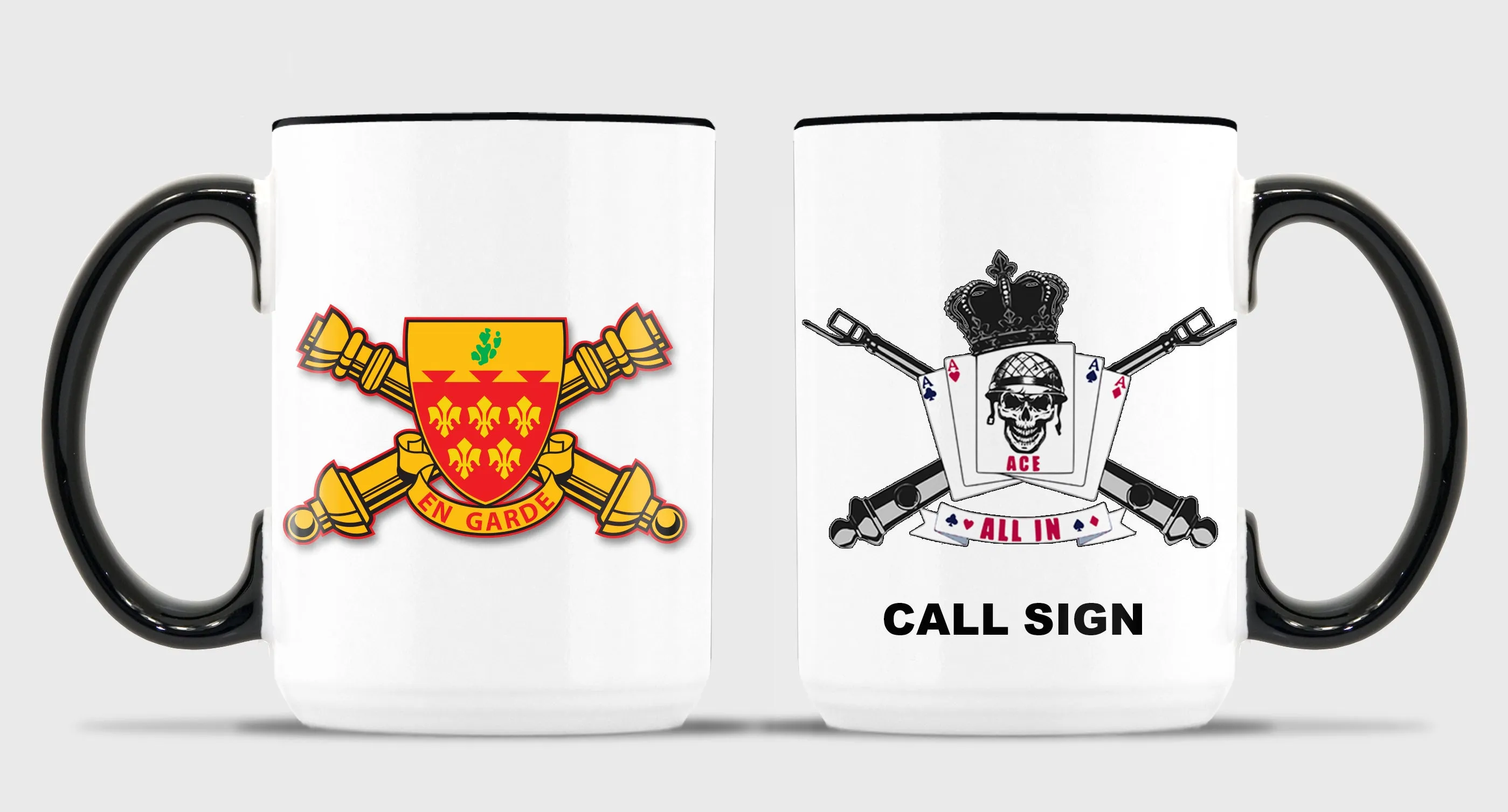 Alpha Battery 15 oz Coffee Mug- All White or White with Black Trim