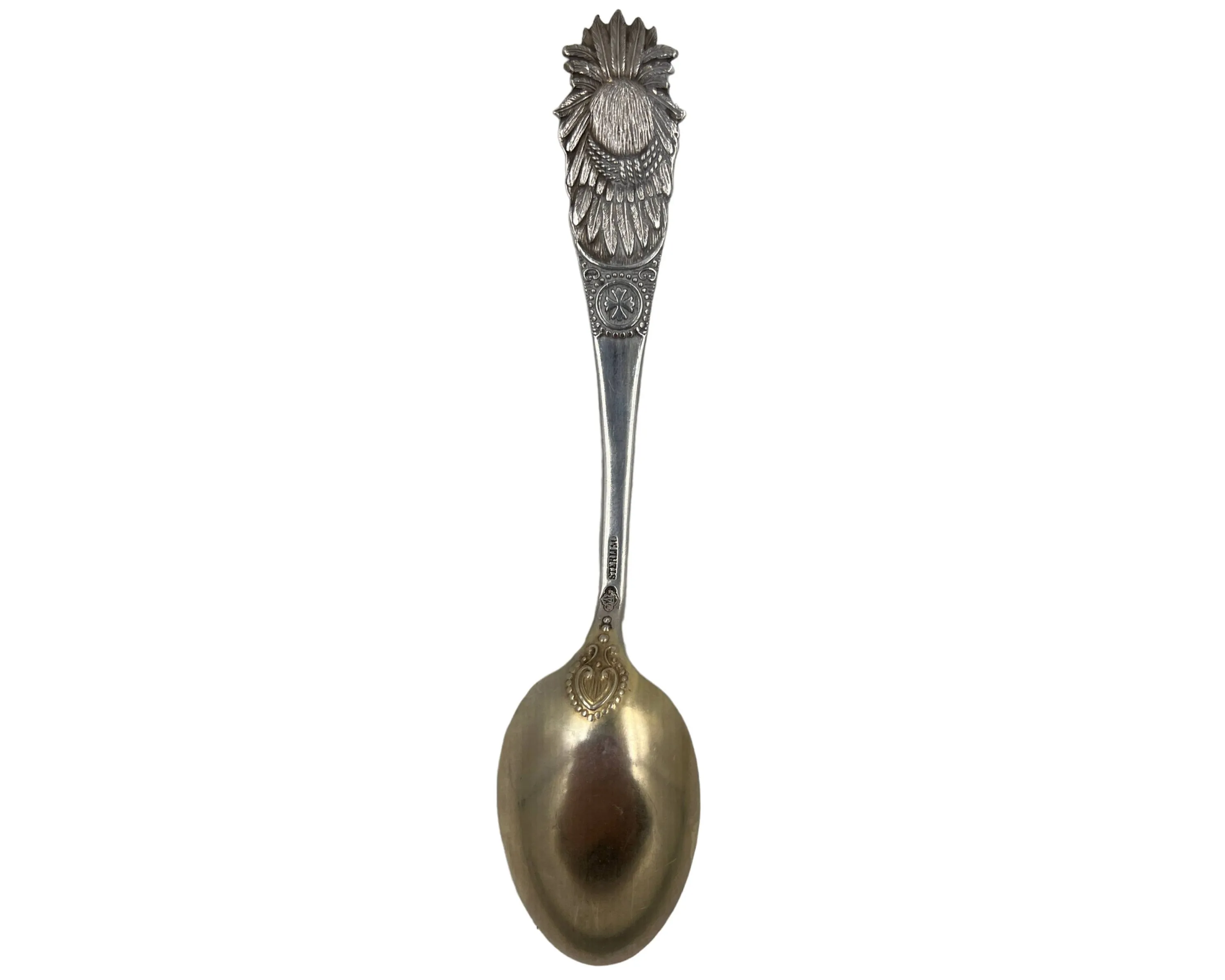 Antique Belle Isle Detroit Souvenir Spoon Sterling Silver w Indian Head Handle
