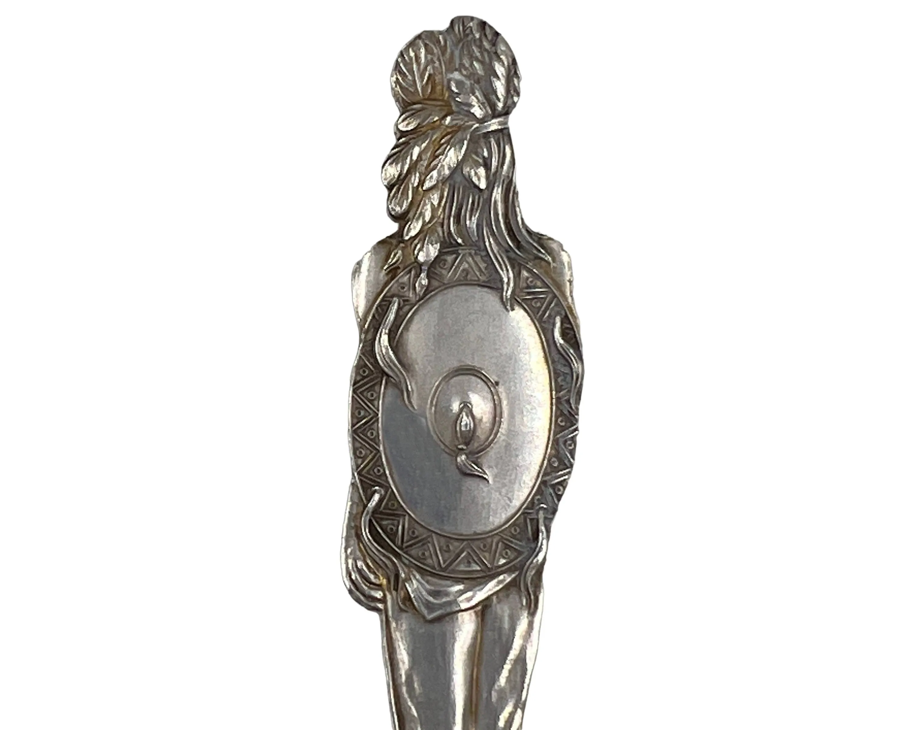 Antique Indian Souvenir Spoon Fr Marquette St Ignace MI Sterling Silver Watson Mfg
