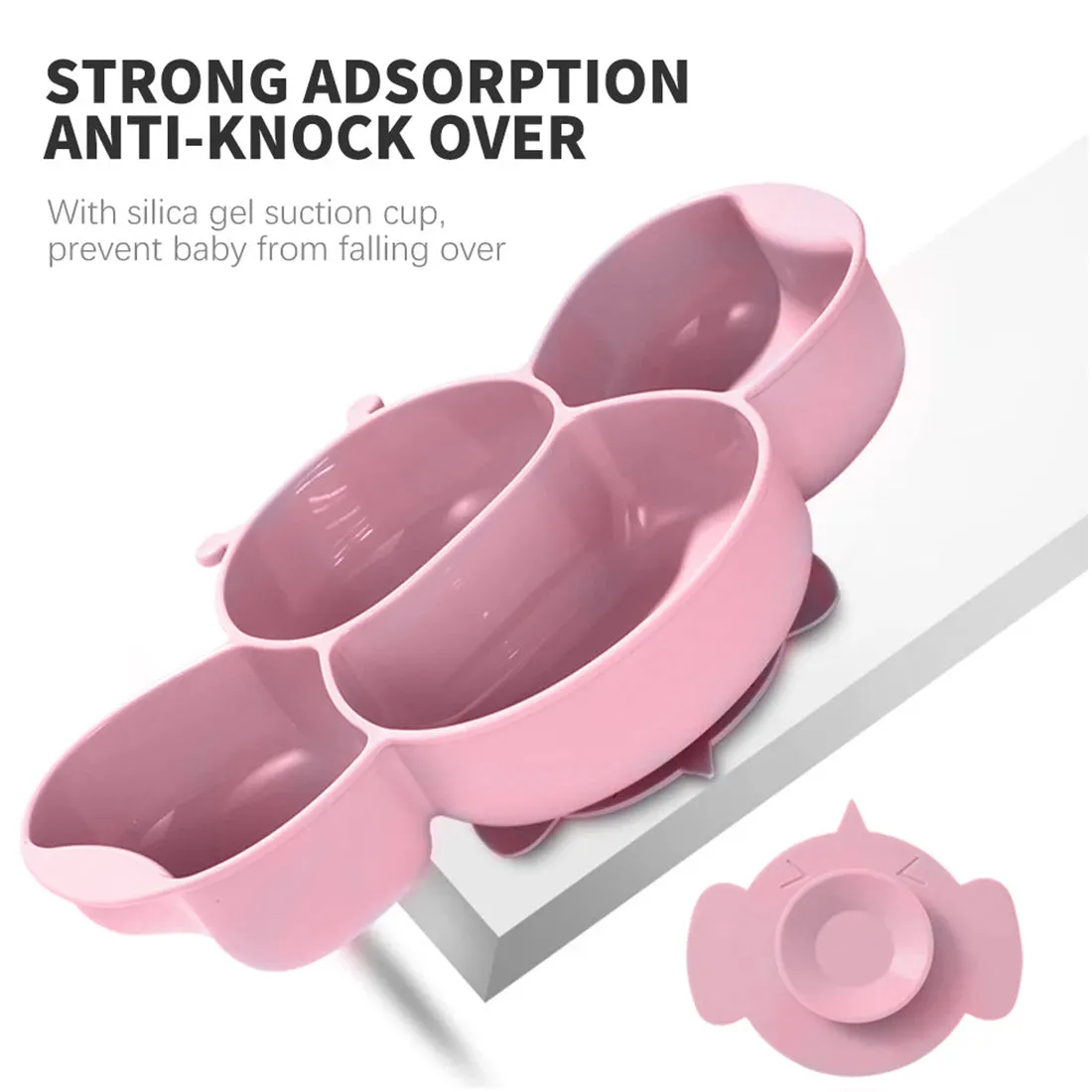 Babymoon Set of 6 | Silicone BPA Free Baby Kids Feeding Dinner Set Gift Box | Dinner Plate, Twisted Spoon & Fork, Suction Bowl Cup, Snap Straw, Chopsticks | Pink