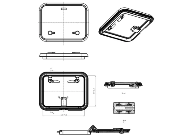 Bainbridge Marine Storm Hatch - Size 50 Flanged