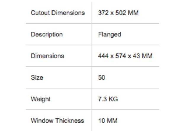 Bainbridge Marine Storm Hatch - Size 50 Flanged
