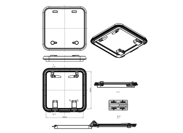 Bainbridge Marine Storm Hatch - Size 60 Flanged