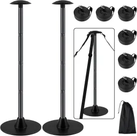 Boat Cover Support Poles 2 Pack, Stainless Steel Boat Cover Support System with Webbing Strap, 4-Stage Extension Adjustable Height of 16-59, for Boat Covers Prevent Water from Accumulation-Black