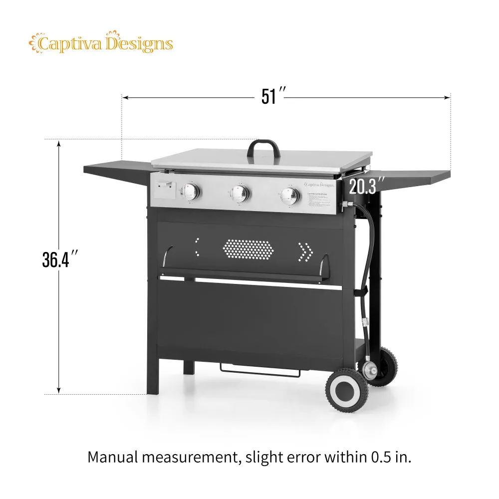 Captiva Designs 3-Burner Detachable Nonstick Patio Gas Griddle