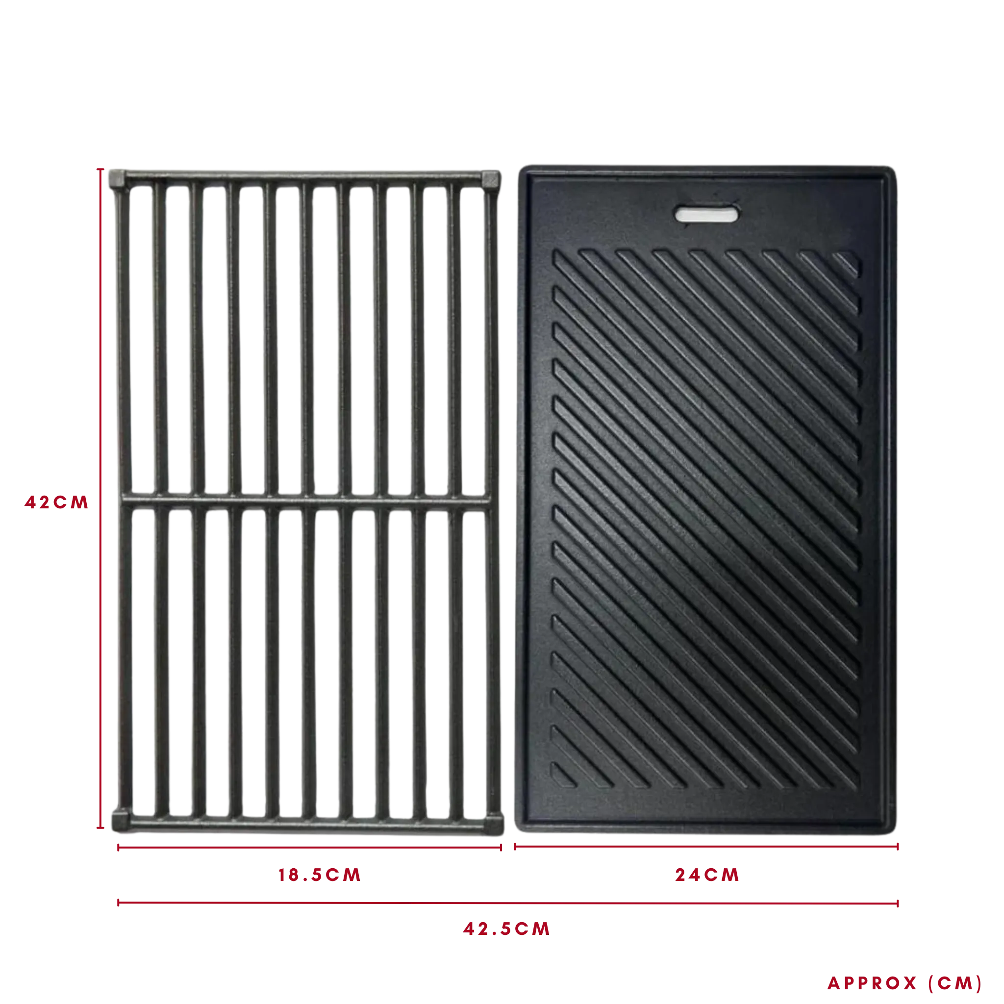 Cast Iron Grill and Reversible Griddle Set for Duo Dual Fuel