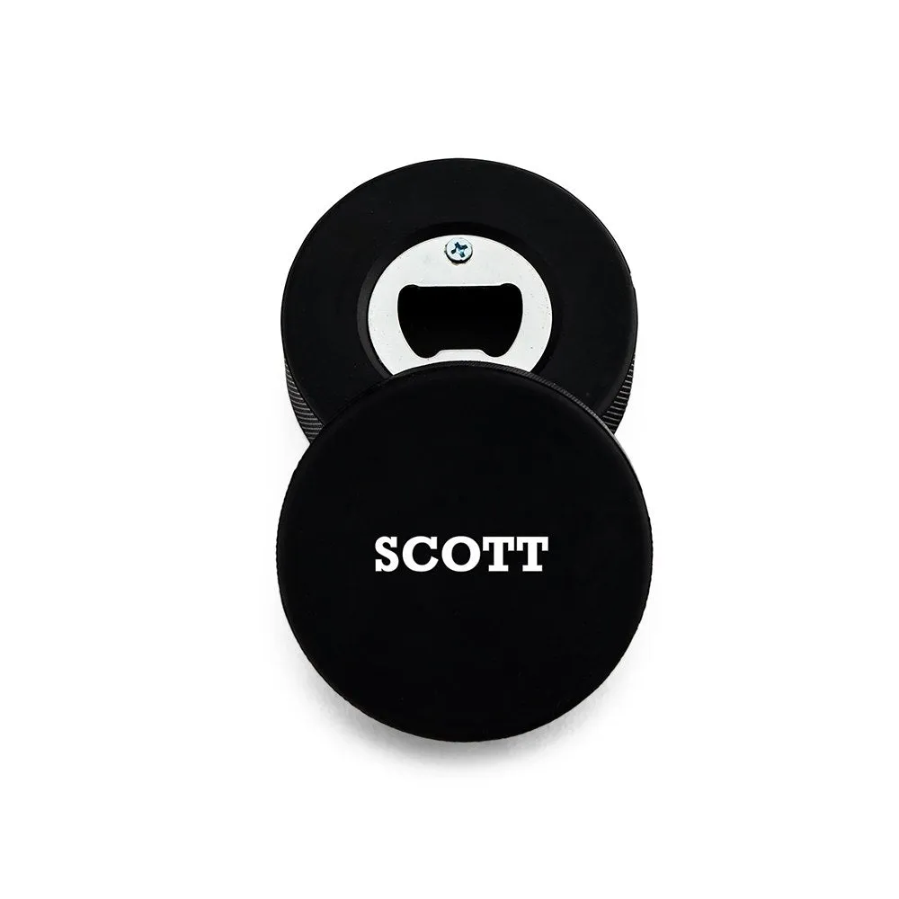 Custom Hockey Puck Bottle Opener Gift