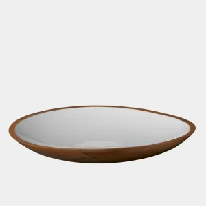 Enamel Shallow Serving Bowl in White