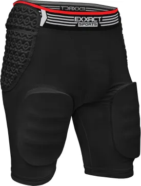 Exxact Sports Rebel 5-Pad Adult Football Girdle for Men with Cup Pocket, Lightweight Padded Compression Shorts with Integrated Hip, Thigh, Tailbone Pads, Men's Girdle Football