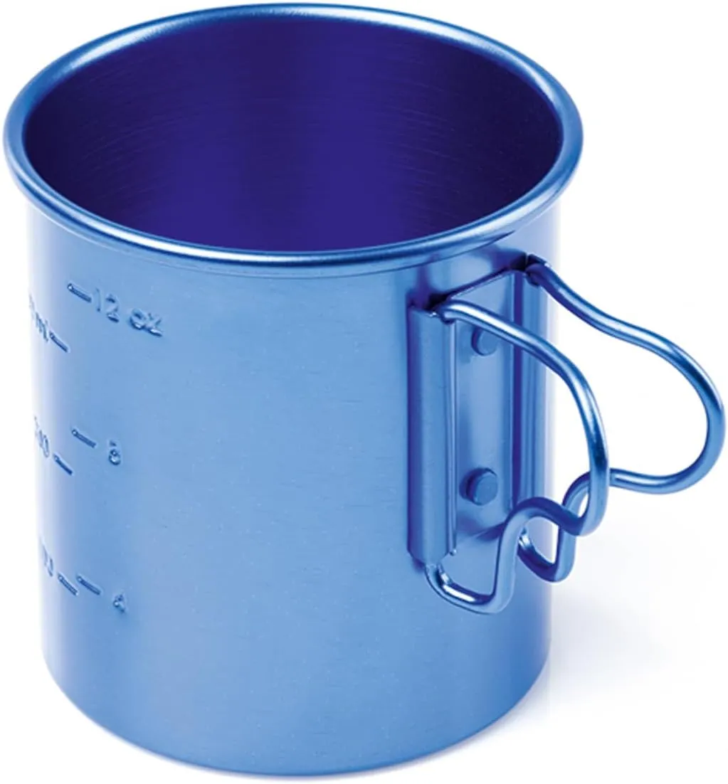 GSI Outdoors Bugaboo Cup - Ultralight Aluminum Camping & Backpacking Mug with Folding Handles - Hot Coffee, Tea, Soup (14oz)