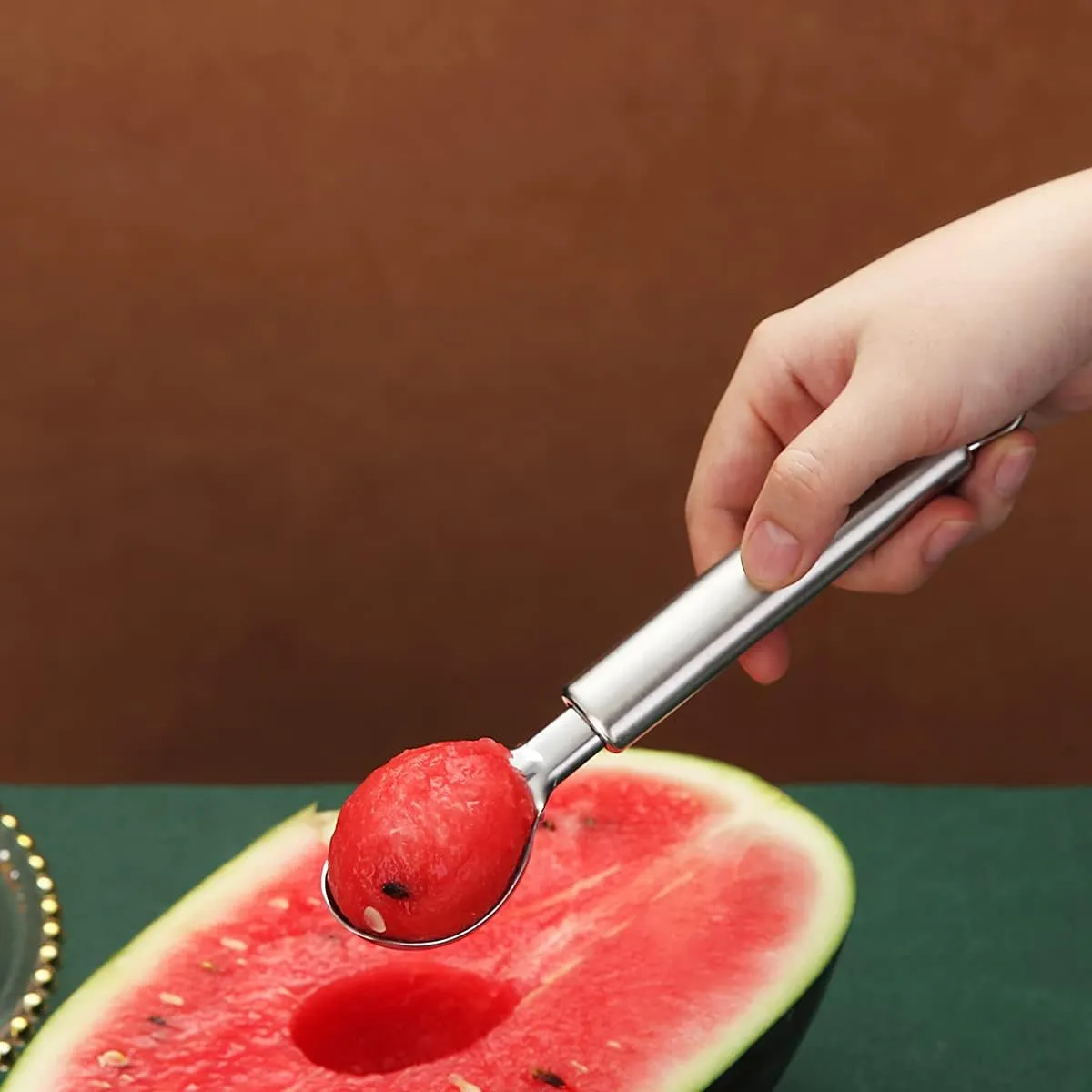 Ice Cream Scoop, Berglander Stainless Steel Cookie Scoop Melon Baller Scooper Cones, Specialty Tools and Gadgets, Ice Cream Spoon Food Scoop Easy To Clean Dishwasher Safe