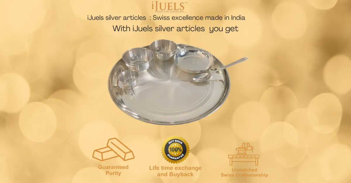 ijuels pure silver thali set/ dinner set  with certificate of purity