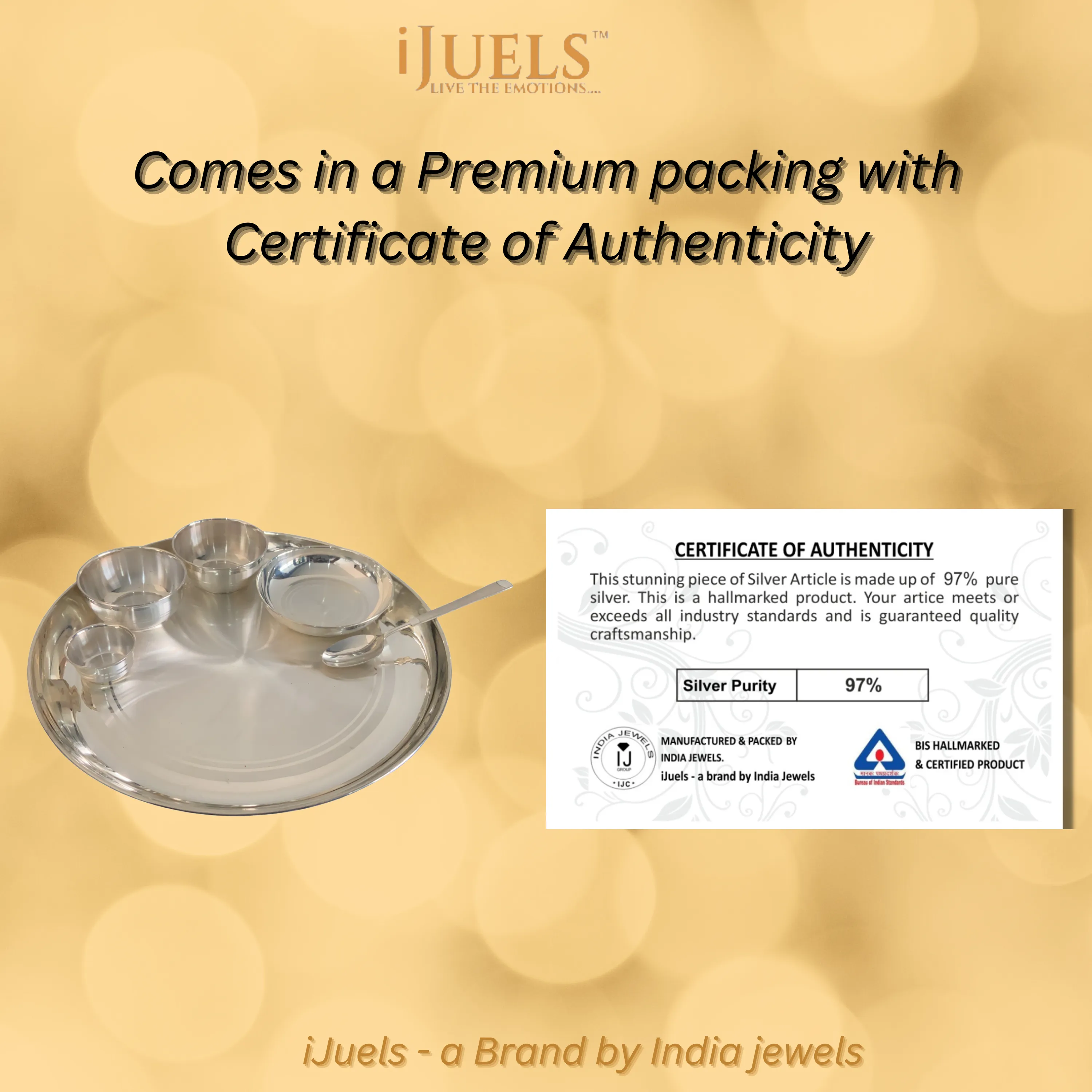 ijuels pure silver thali set/ dinner set  with certificate of purity