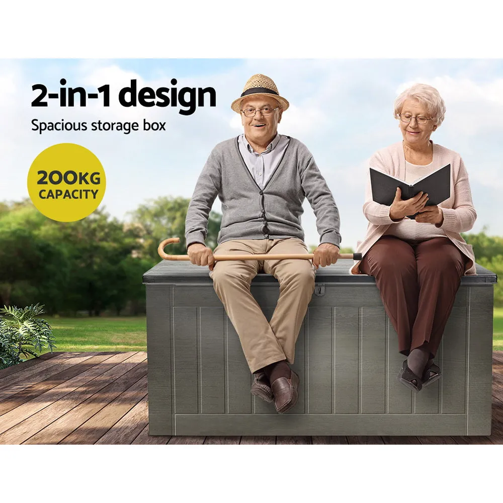 Lockable 830L Outdoor Storage Bench, Weather-resistant - Gardeon