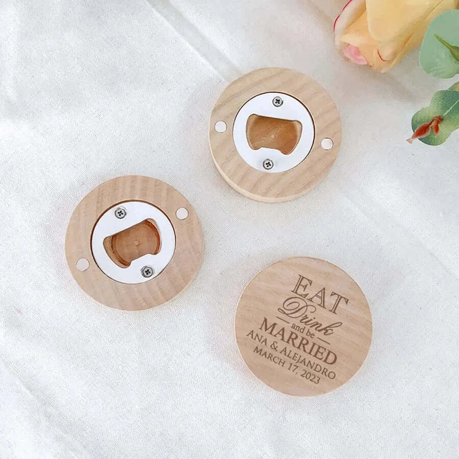 Personalized Engraved Wooden Fridge Magnet Beer Bottle Opener