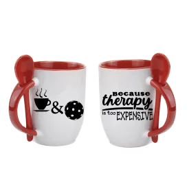 Pickleball Because Therapy Is Too Expensive | Pickleball Coffee Cup | Fun Pickleball Gifts