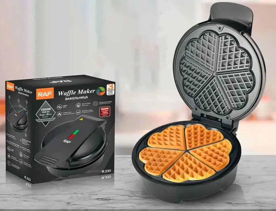RAF Electric Waffle Maker | 1000W | Strong Power | Stainless Steel | Non-stick Coating | Double-sided Heating Waffle Maker