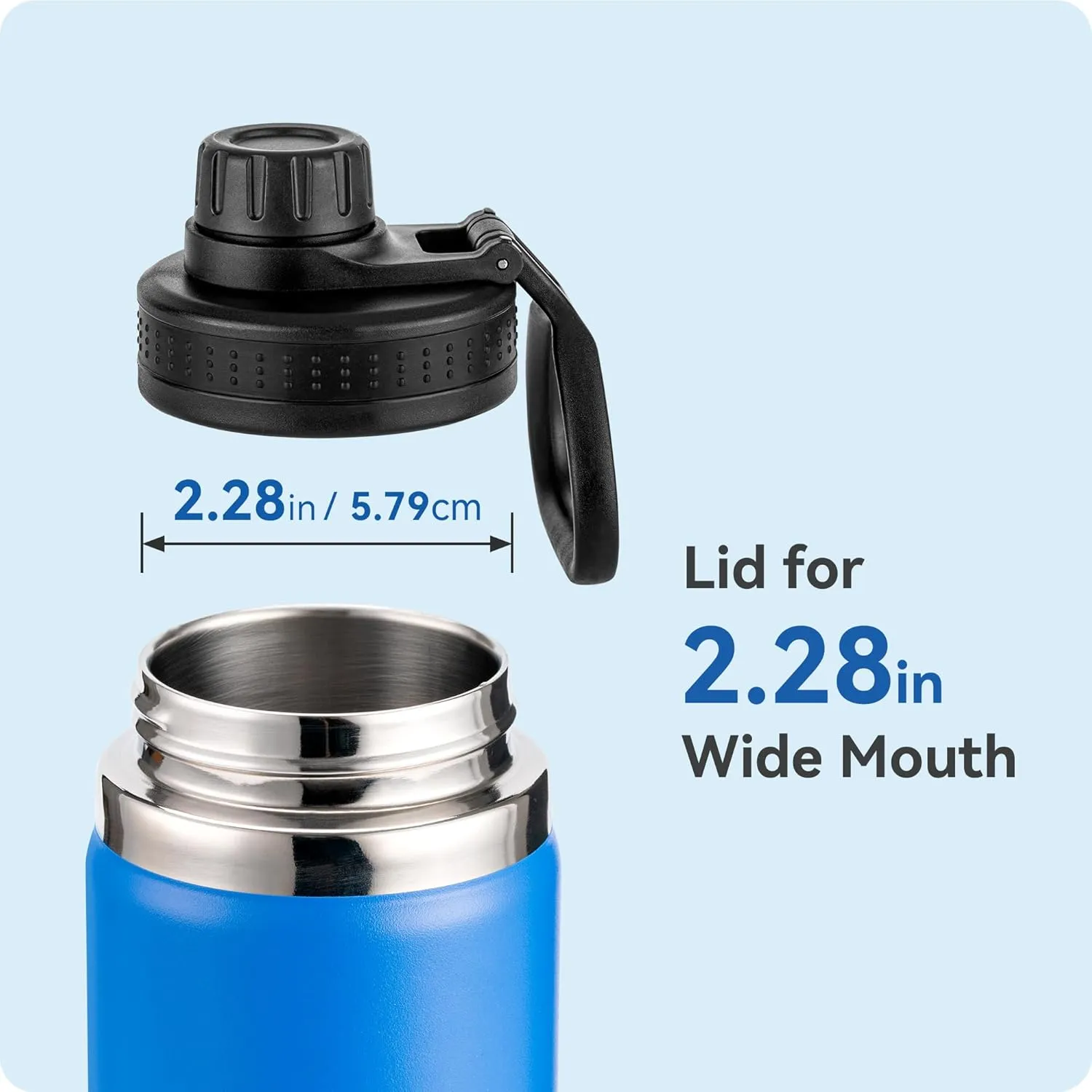 Replacement Spout Lid for Hydro Flask Wide Mouth Bottles (12/16/18/22/32/40/64oz)  2.28" Leak-Proof Sports Cap Accessory, Secure Fit