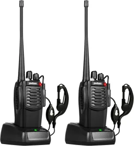 S1 walkie talkies for Adults with earpieces and Rechargeable 1500mAh Li-ion Batterywalkie Talkie has VOXTOTEmergency AlarmBattery Low AlertFlashlightScan Function2 Pack