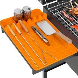 Silicone Spatula Mat Fit for Blackstone, Large Griddle Tools Mat with Drip Pad, Outdoor Grill BBQ Utensils Holder for Kitchen, Cooking & Countertop, Grilling Accessories, Yellow