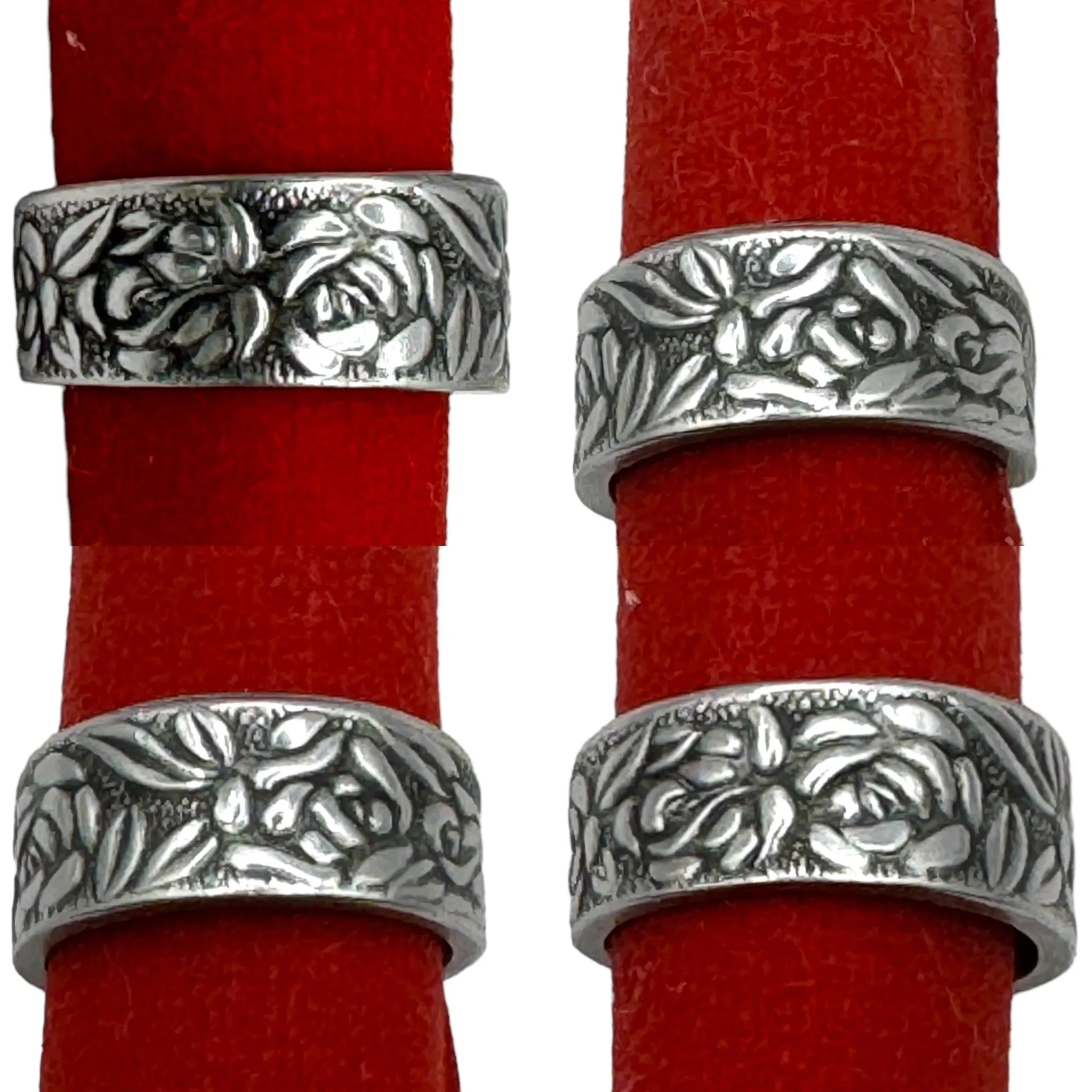 Stainless Steel Vintage Spoon Ring with Rose Pattern Size 7