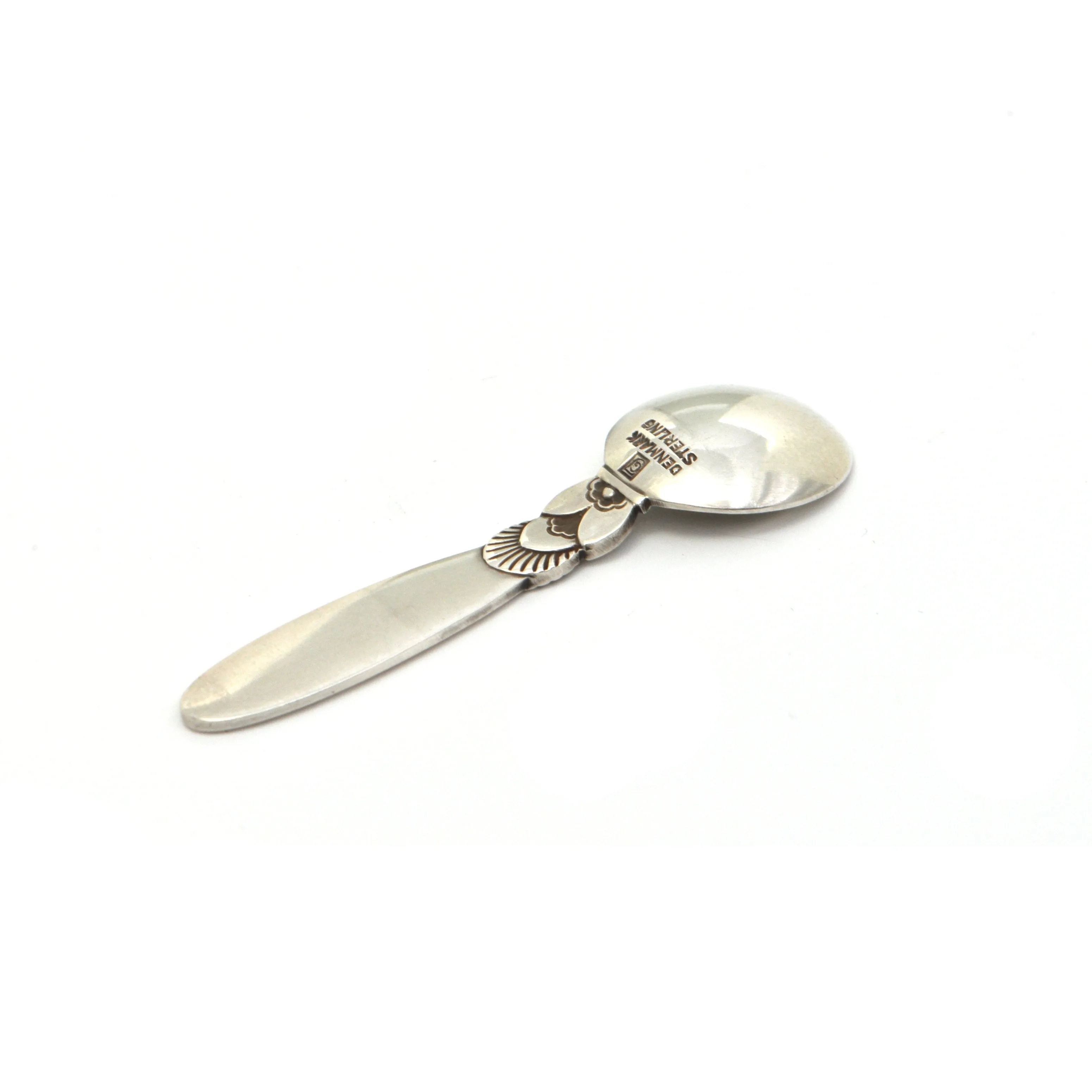 Sterling Silver Salt Cellar and Spoon Set:  Georg Jensen Cactus Pattern C.1945-1951