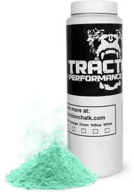 Traction Performance Colored Gym Chalk | Powder Chalk for Gymnastics, Rock Climbing, Weight Lifting & Workouts - Firm Grip Soft Chalk Lifting Powder in Vibrant Colors - Made in USA | 8 oz.