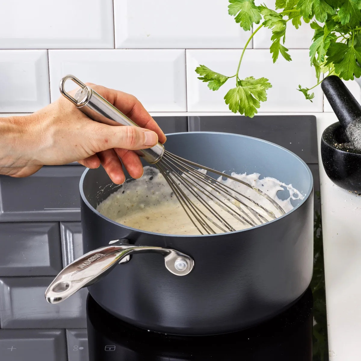 Valencia Pro Ceramic Nonstick 1.5-Quart and 3-Quart Saucepan Set with Lids