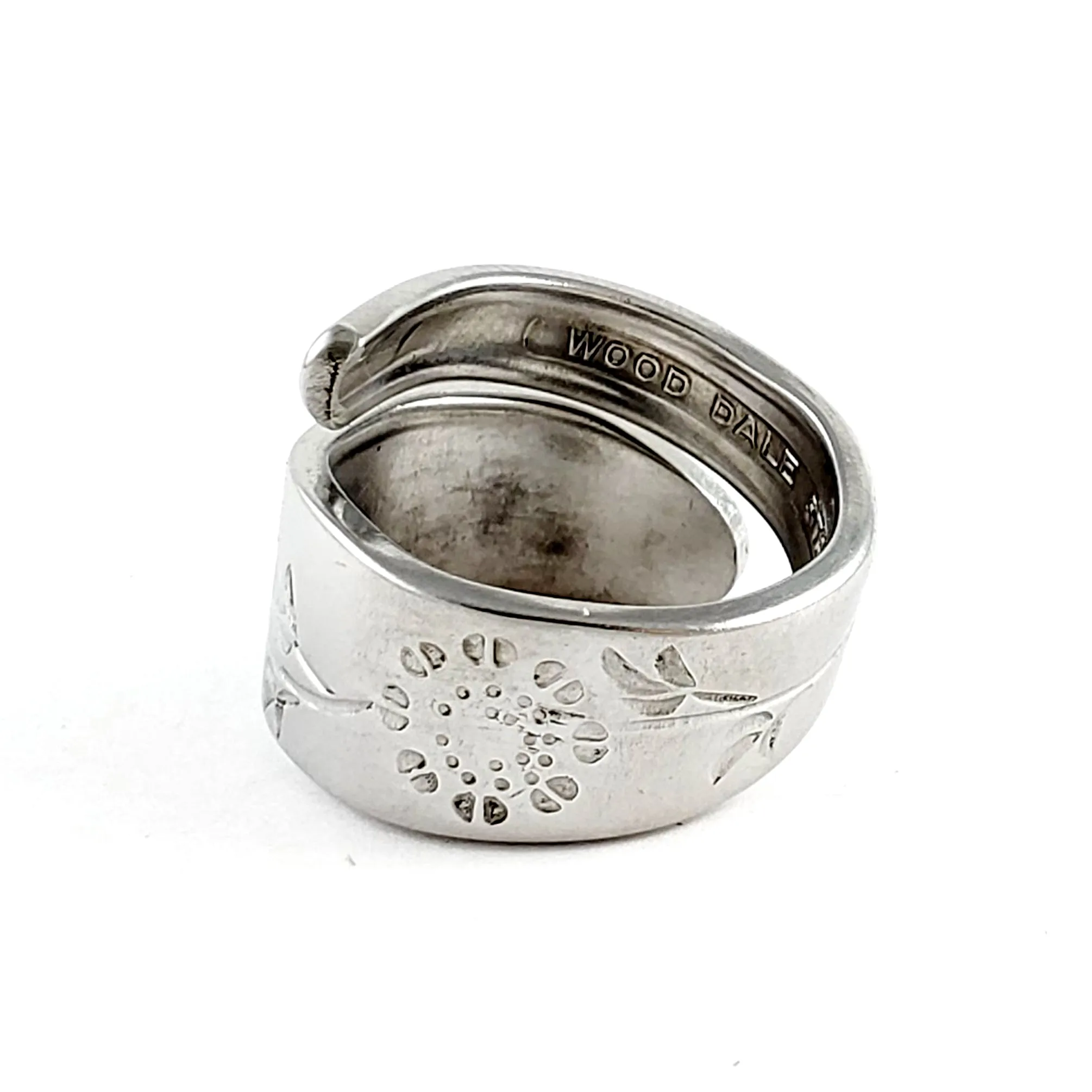 Vintage Wood Dale Sunflowers Stainless Steel Spoon Wrap Around Ring