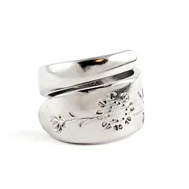 Vintage Wood Dale Sunflowers Stainless Steel Spoon Wrap Around Ring