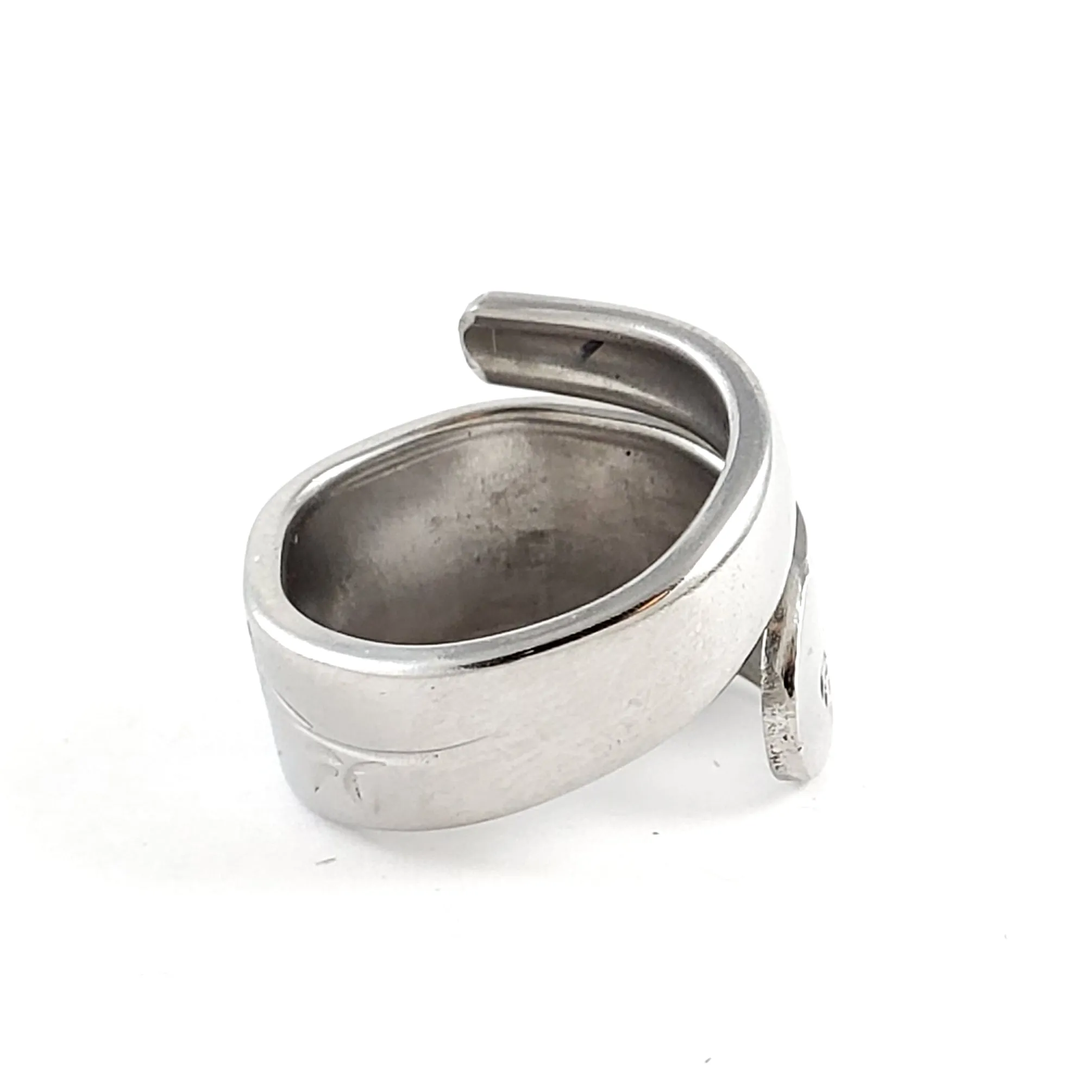 Vintage Wood Dale Sunflowers Stainless Steel Spoon Wrap Around Ring
