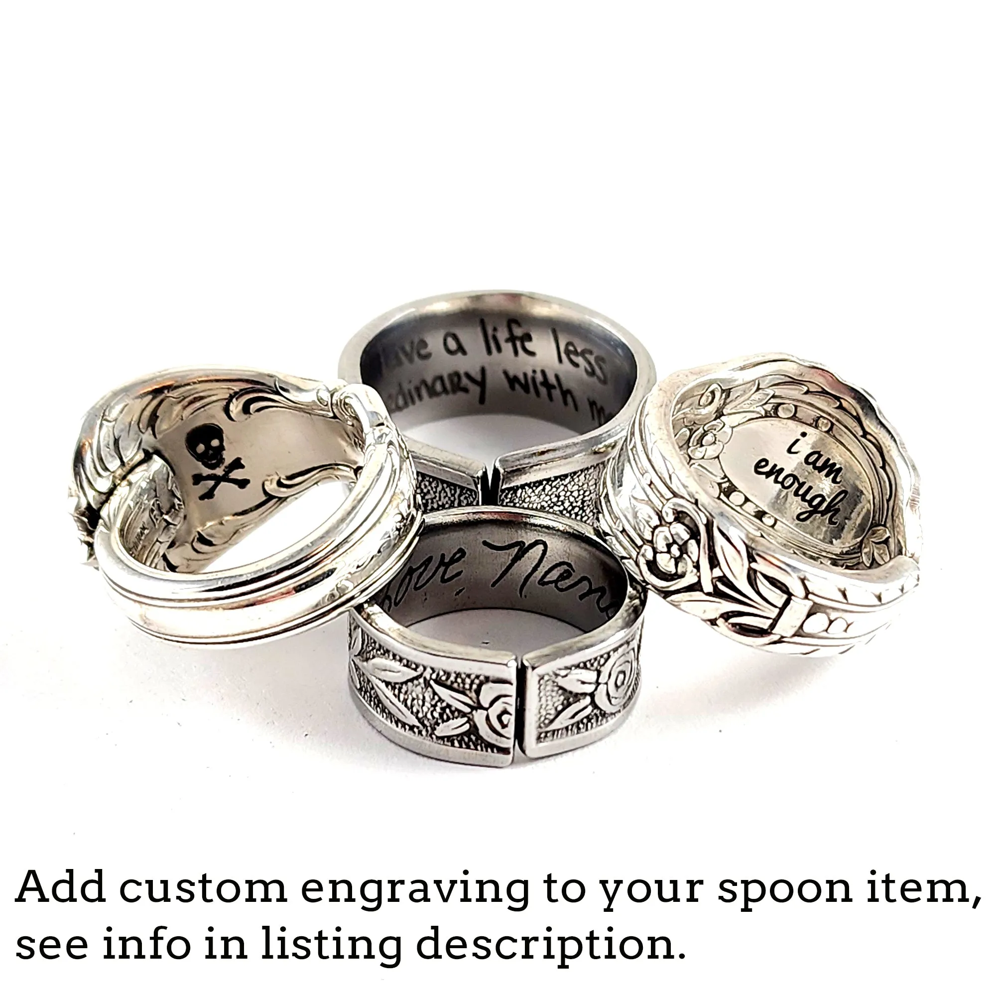 Vintage Wood Dale Sunflowers Stainless Steel Spoon Wrap Around Ring