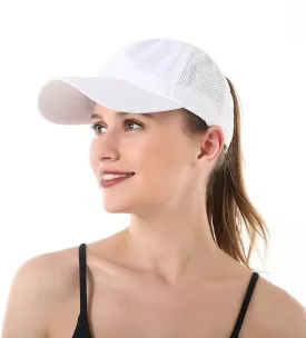Women Ponytail Baseball Caps Mesh Quick Dry Baseball Hat with Ponytail Hole Outdoor Running Sports Trucker Hat