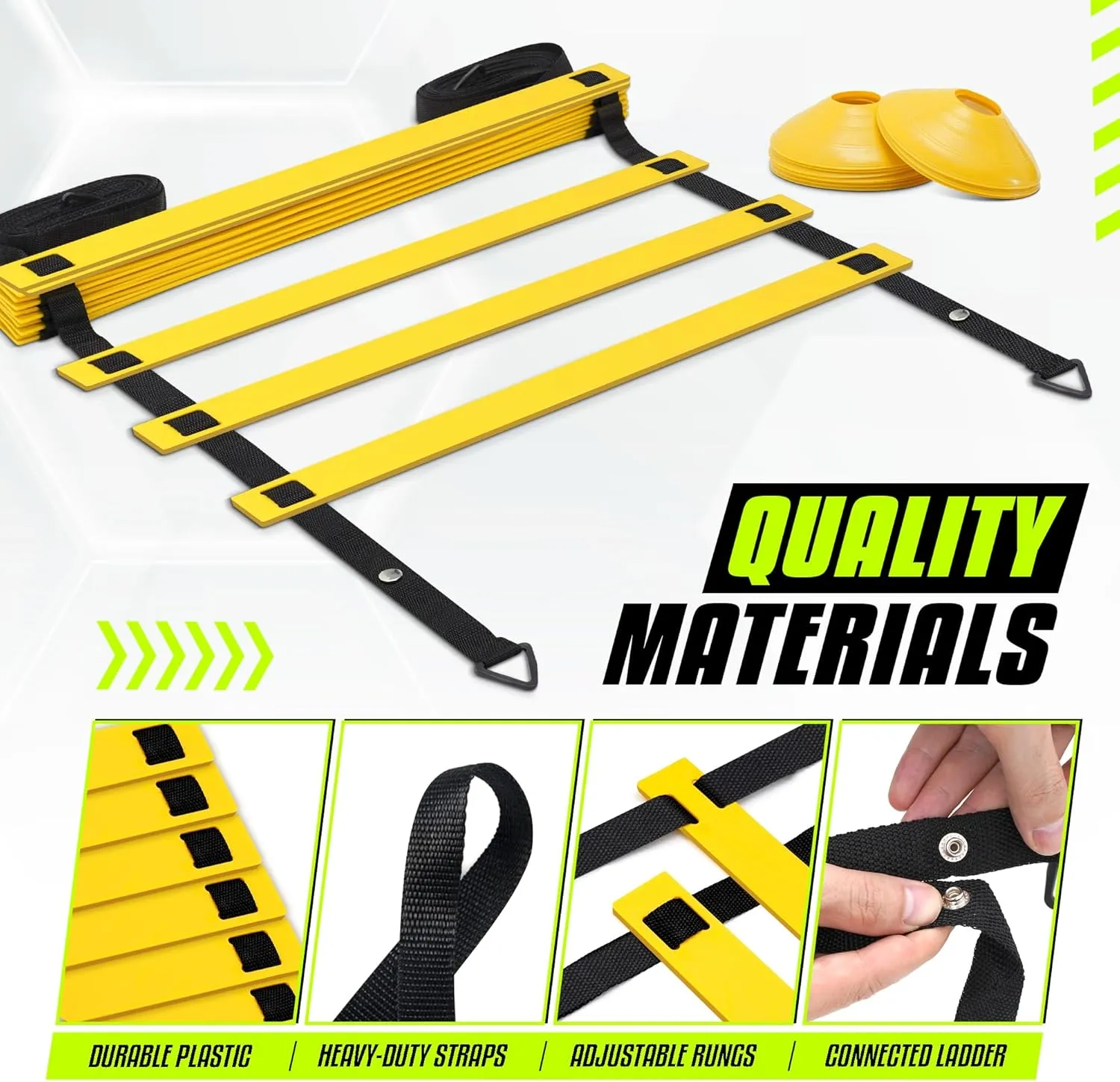 Yes4All Agility Ladder Speed Training Equipment, Adjustable Football Ladder for All Ages with Carry Bag, Durable, Portable, Multiple Colors & Rungs