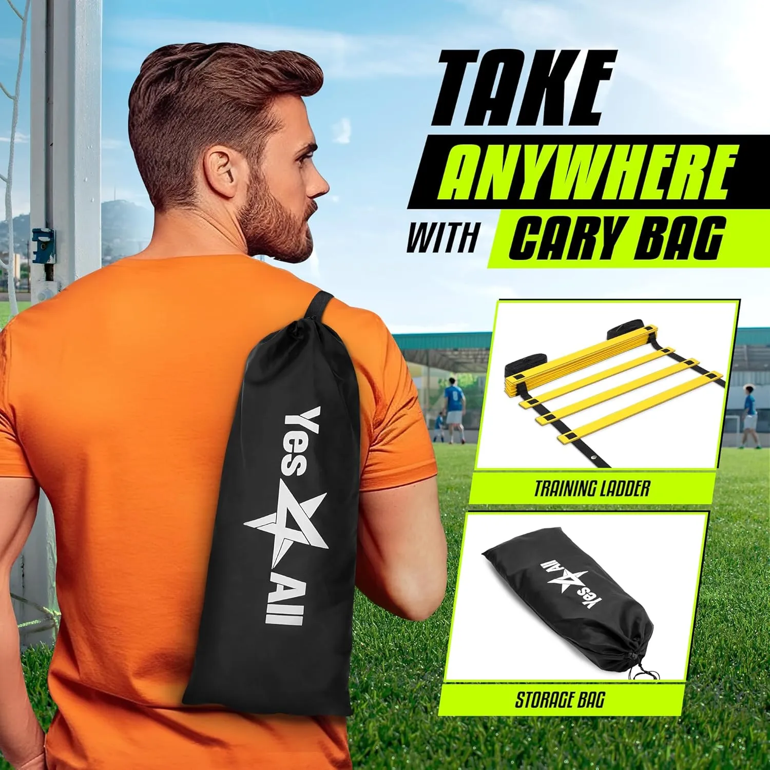 Yes4All Agility Ladder Speed Training Equipment, Adjustable Football Ladder for All Ages with Carry Bag, Durable, Portable, Multiple Colors & Rungs
